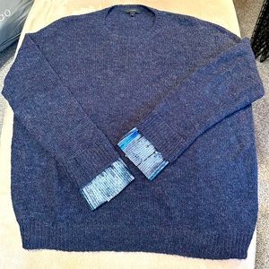 Wool blend crew neck J Crew sweater with sequin cuffs, size Medium